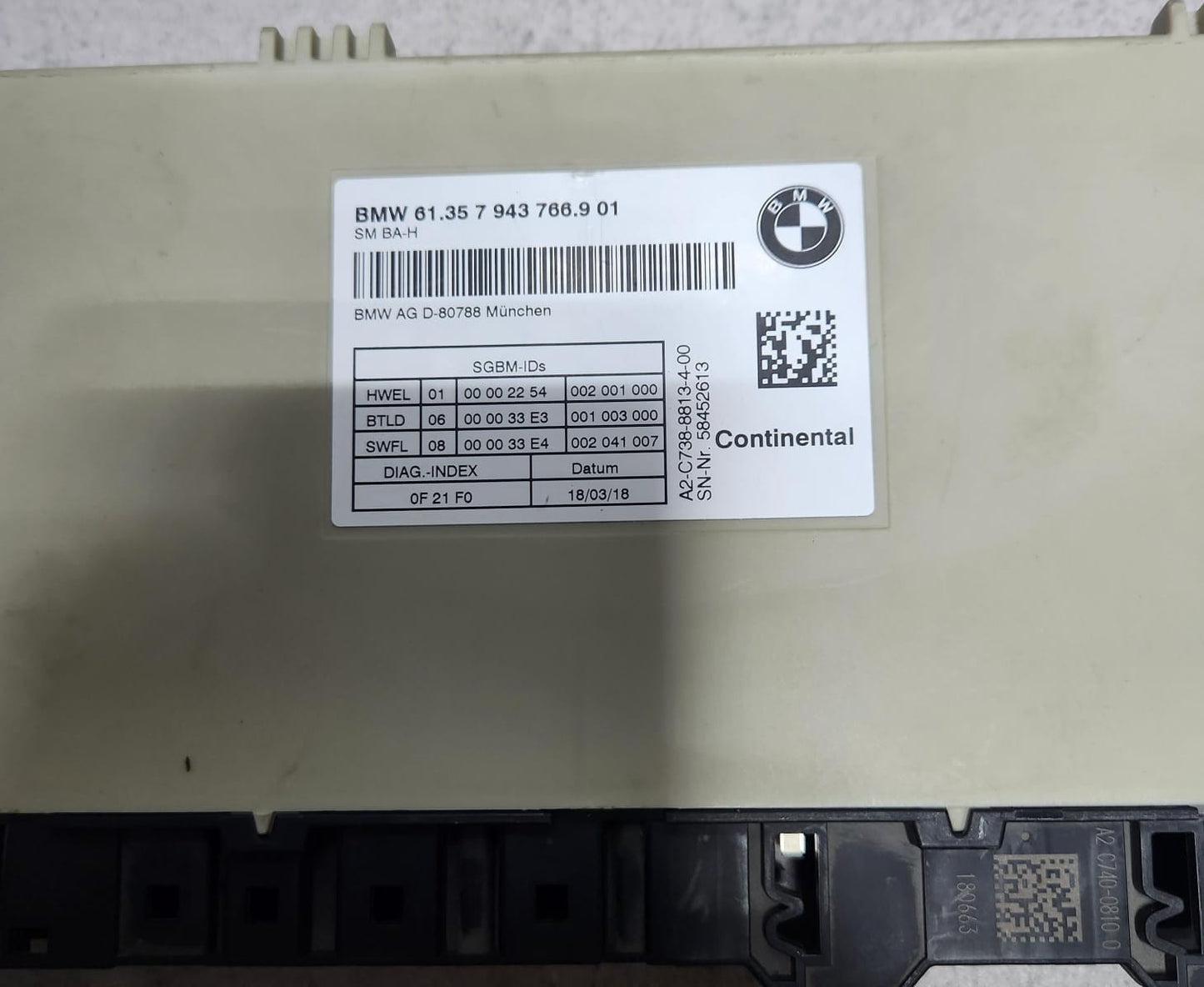 2017-2023 BMW X3 Seat Control Module 7943766 G-Series, 530e 540i and Alpina B7