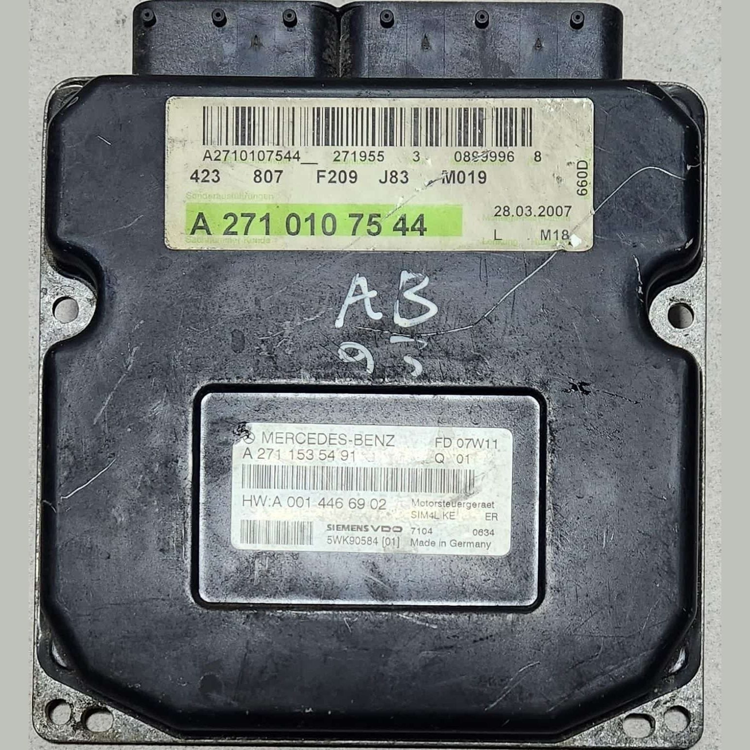 Engine Control Module A2710107544 Mercedes-Benz CLK Class W209 2006 1.8 200 Comp