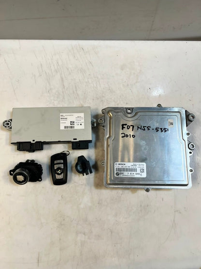 2010 BMW 535i F07 N55 Engine Control Unit ECU SET DME+CAS4+1KEY 7614649 OEM