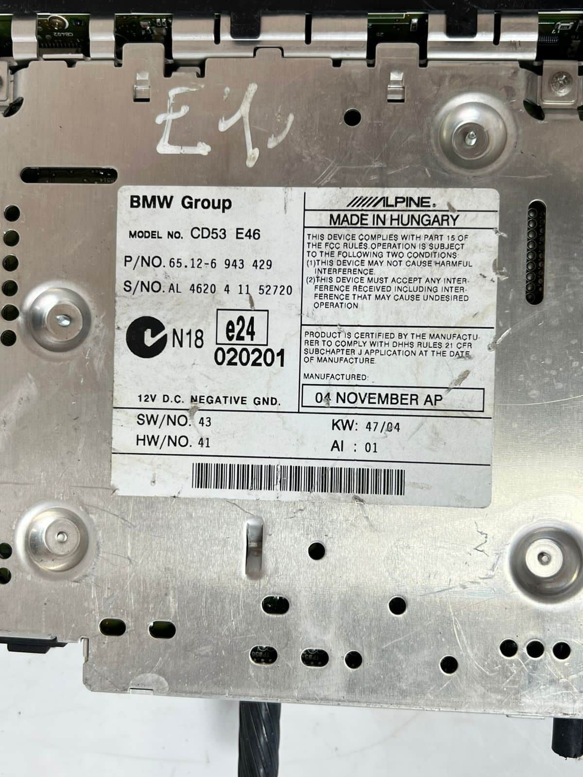 2001-2006 BMW E46 M3 Main Stereo Radio CD Player Genuine 6943429