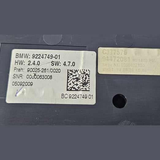 OEM BMW 7 F01 F02 F03 F04 Climate control and Radio Panel 9224749