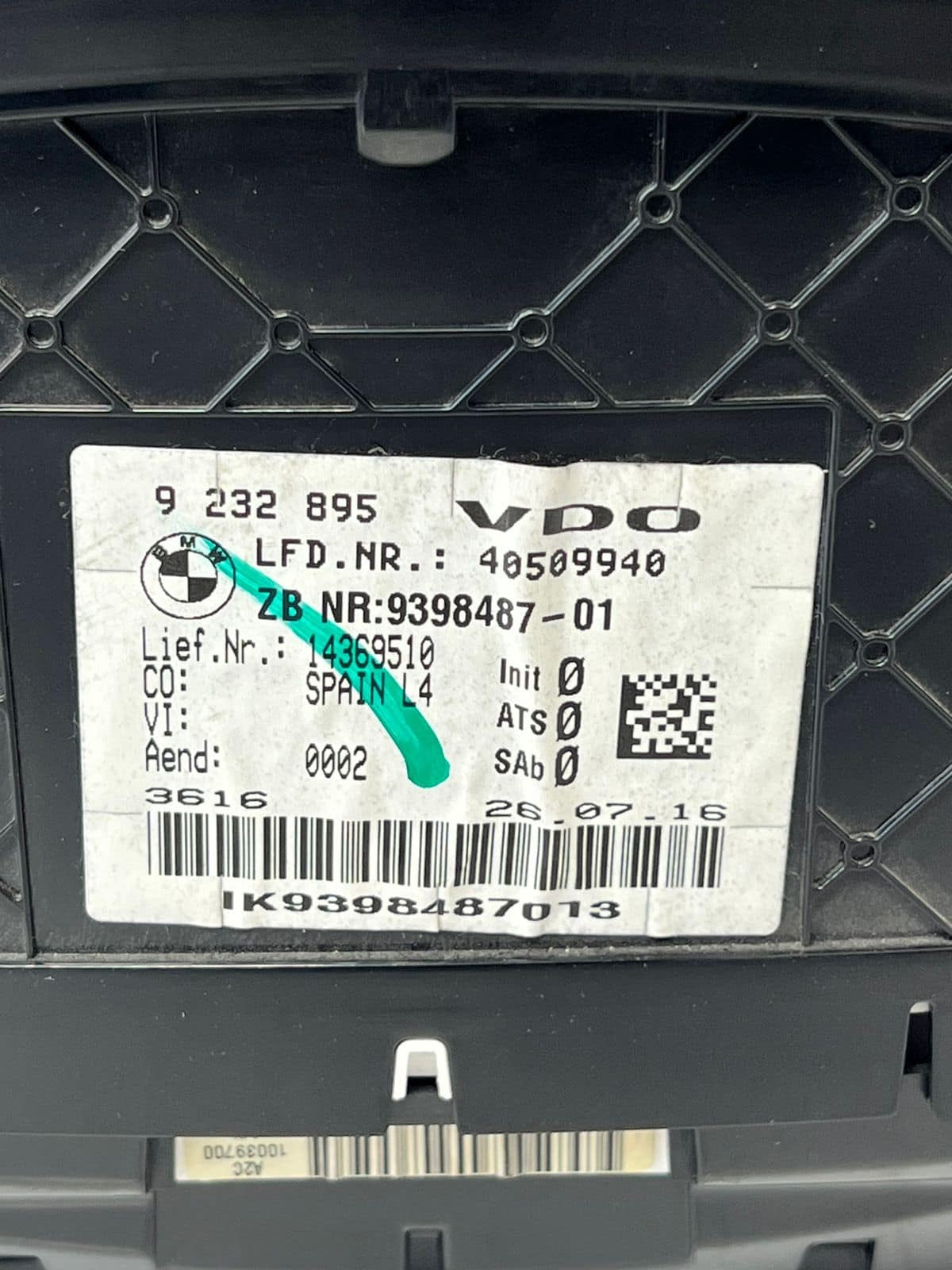 2017-2018 BMW 320i 3' 4' F30 F31 F32 F33 F36 Instrument Cluster 9398487 OEM