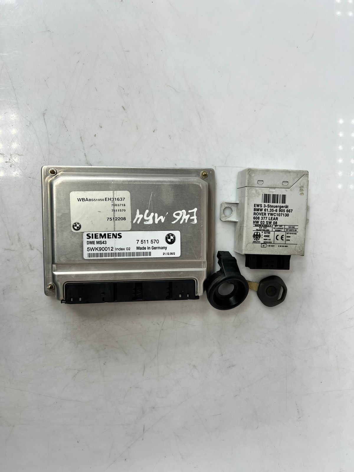 BMW 3 5 X5 series E46 E39 E53 2.5i M54 ENGINE ECU KIT UNIT DME MS43 EWS3 KEY OEM