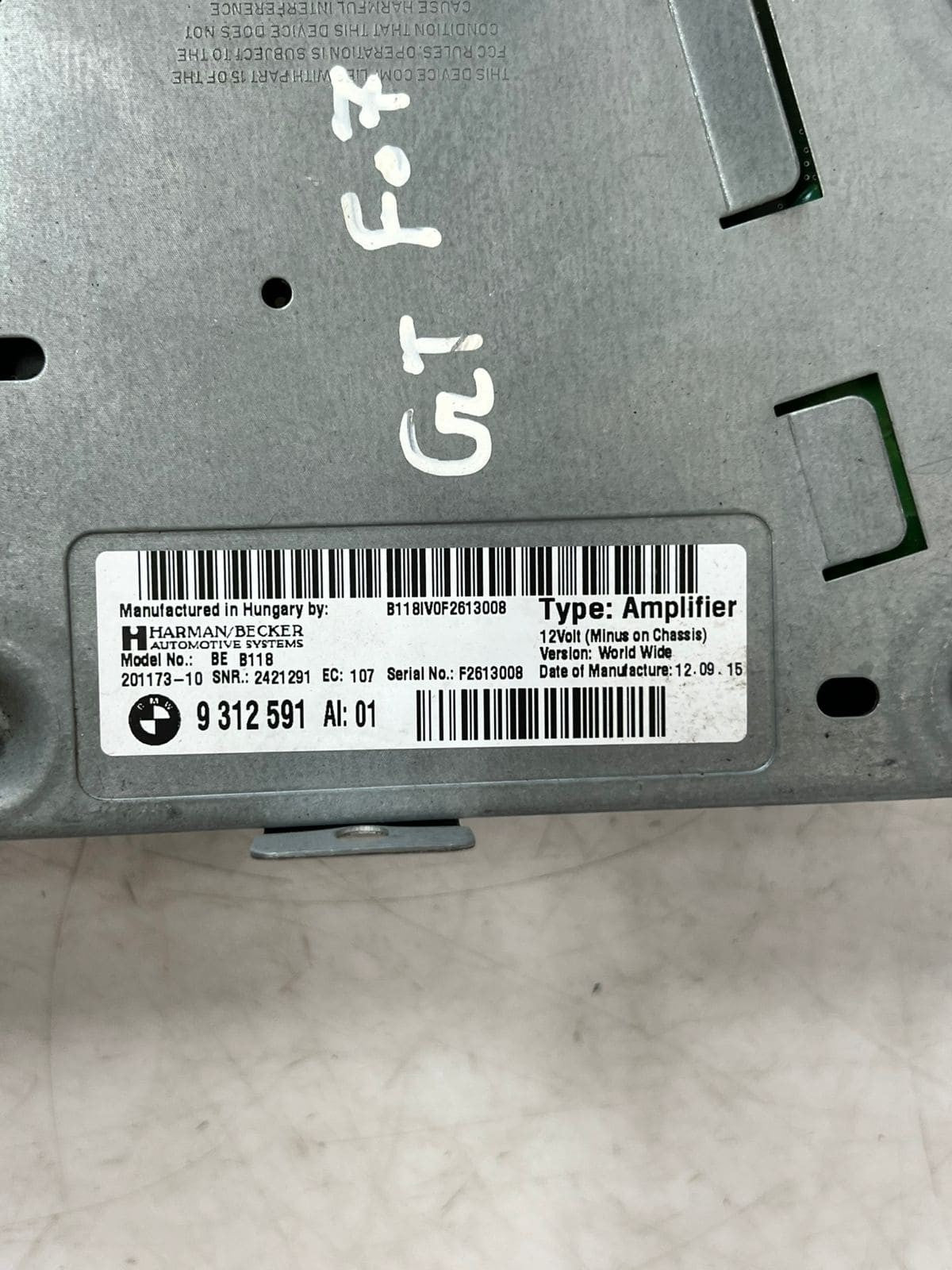 2014-2016 BMW 535i 550I GT Amplifier Hi-Fi AUDIO SOUND System 9312591 OEM