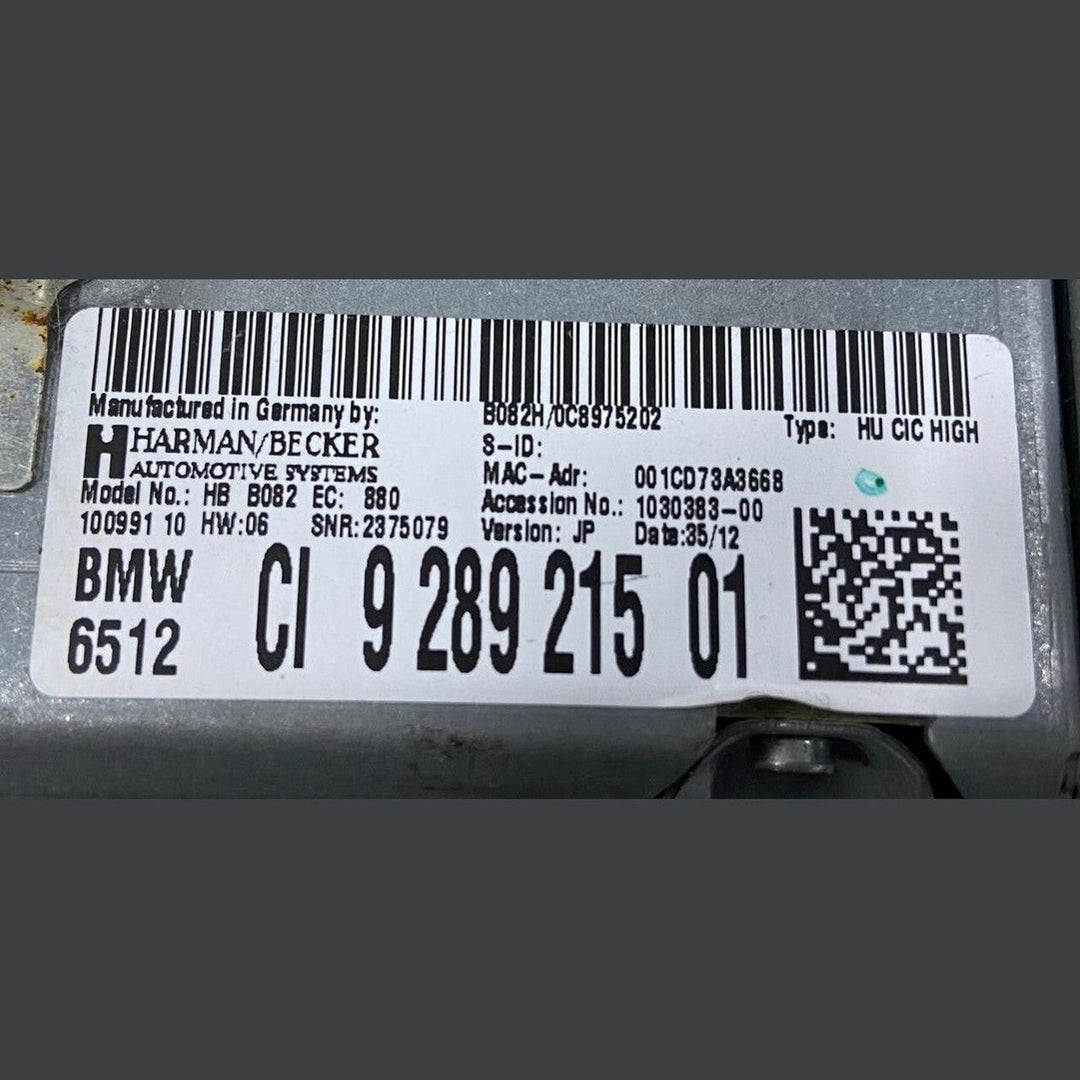 OEM BMW 5 SERIES F10 F30 NAVIGATION SYSTEM HEAD UNIT AM, FM, CD-9289215 ALPINE