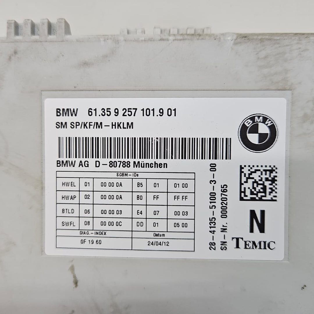 2011-2016 BMW BMW 650I F06 Seat Front Left Control Module 9257101