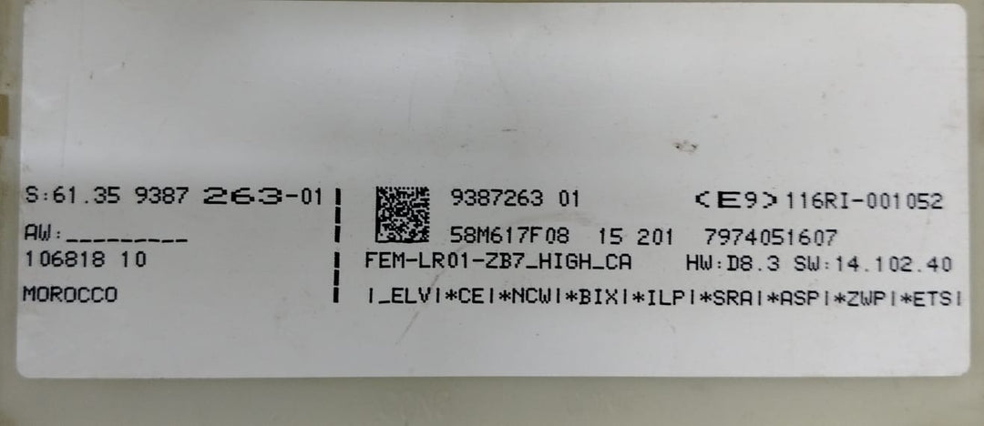 OEM BMW F22 F83 F33 M3 M4 Front Body Control Electric Module FEM 9387263