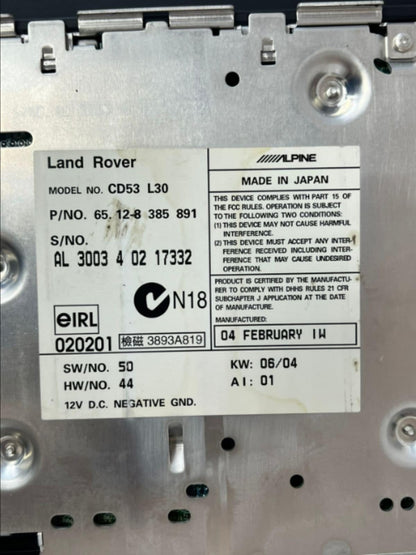 2002-2007 Land Rover Range Rover Cd53 L30 ALPINE N18 Changer 8385891