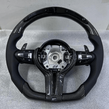 OEM BMW Carbon Fiber Steering Wheel F30 F32 Series MSport With Paddle Shifts LED