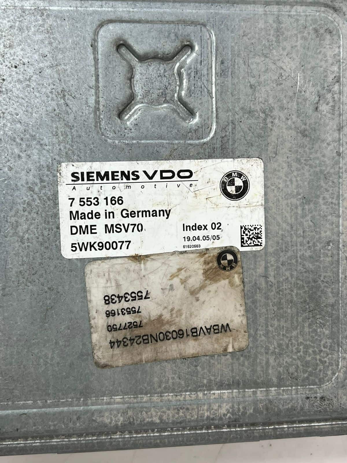 2006 BMW 530i E60 2005 N52 ENGINE CONTROL UNIT ECU MODULE DME MSV70 7553166