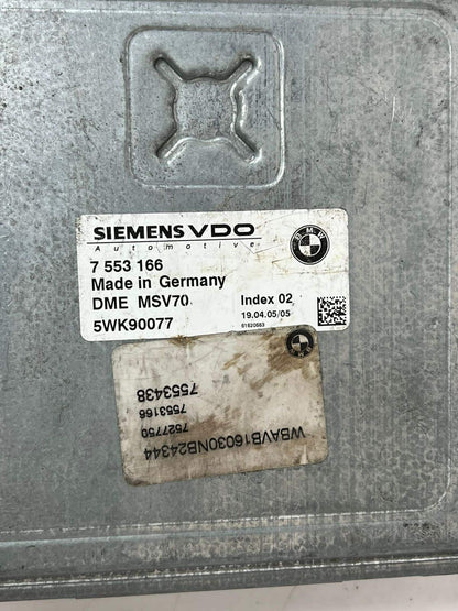 2006 BMW 530i E60 2005 N52 ENGINE CONTROL UNIT ECU MODULE DME MSV70 7553166