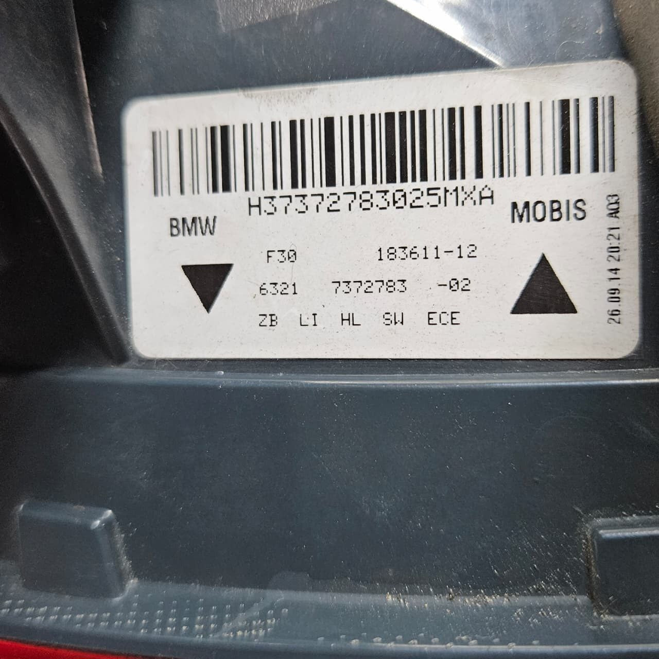 BMW 3 Series F30 F80 Rear Tail Light 7372783 OEM Rear Left