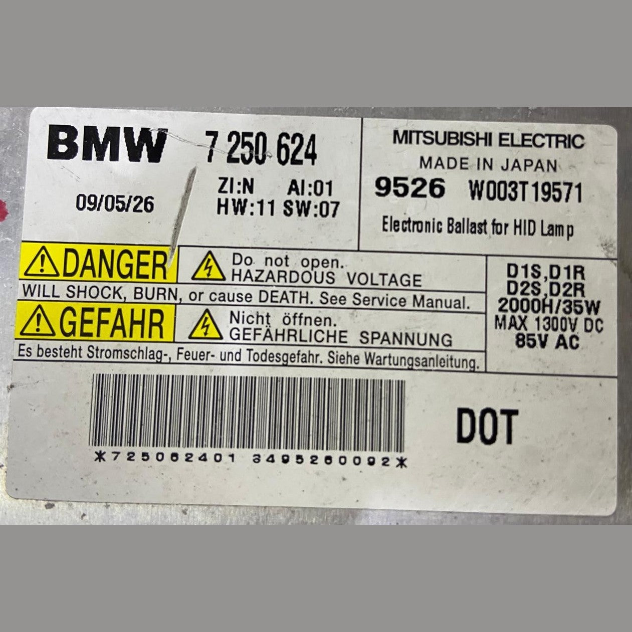 OEM BMW F02 HID Ballast Control Unit Module Left Right 7250624