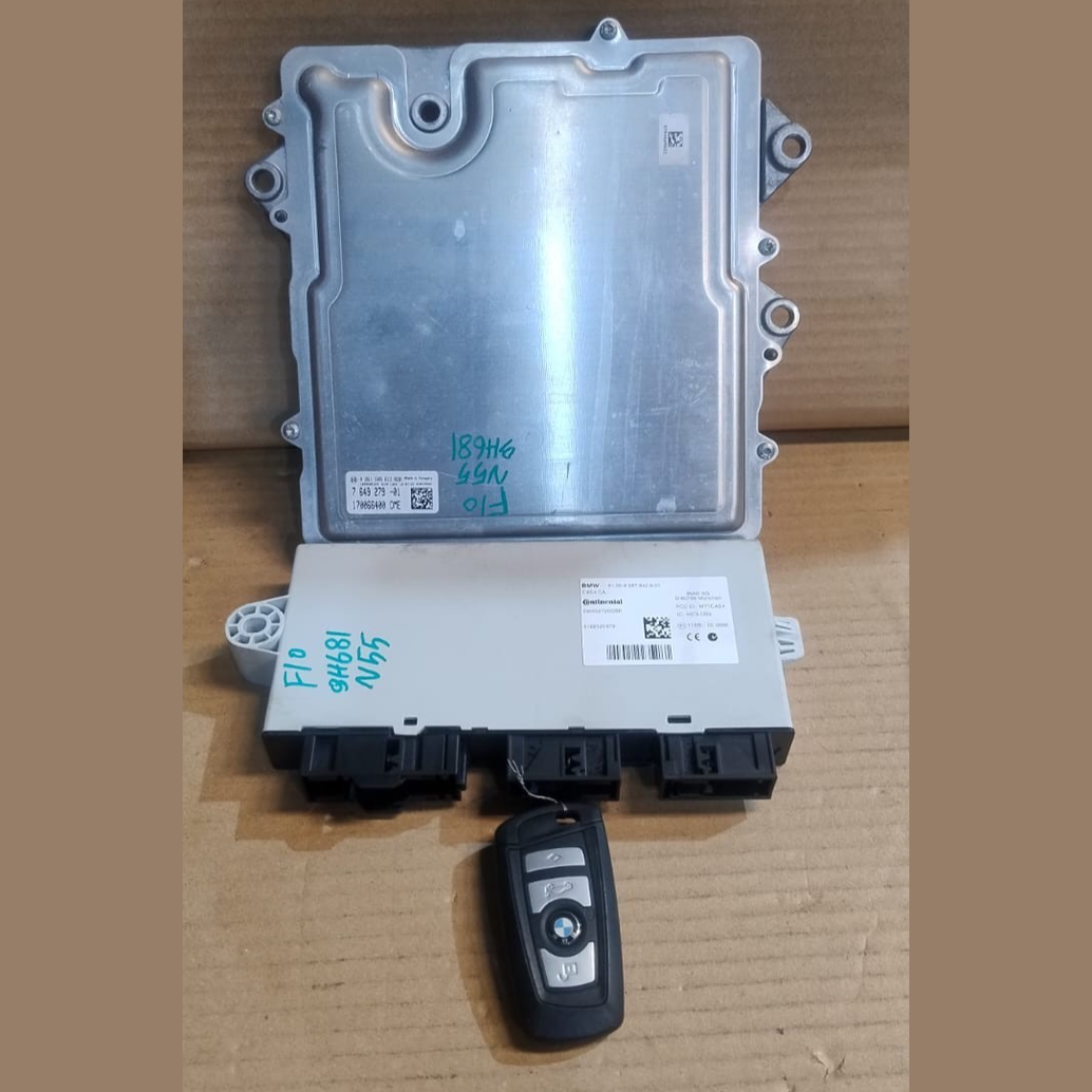 BMW HYBRID F10 F30 N55 ENGINE CONTROL UNIT ECU KIT DME WITH KEY - 7649279