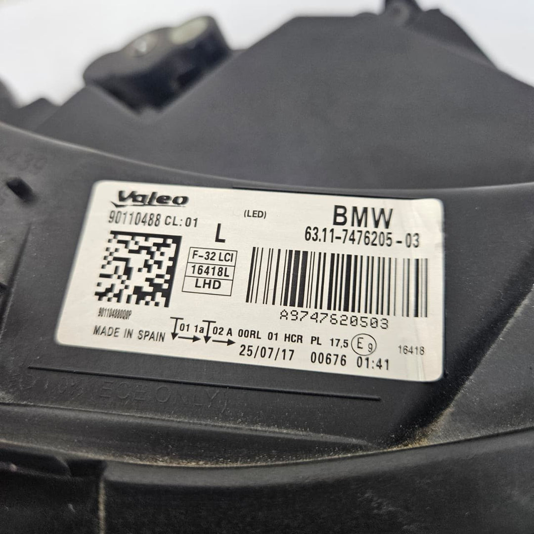 BMW 4 Series F32, F33, F36 LCI LED Headlight Assembly 7476205 ECE Front Left