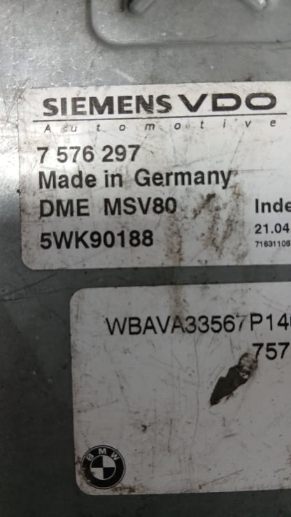 2008-2010 BMW 528i Engine Control Unit 7576297 DME MSV80 5WK90188 ECU E60 E90