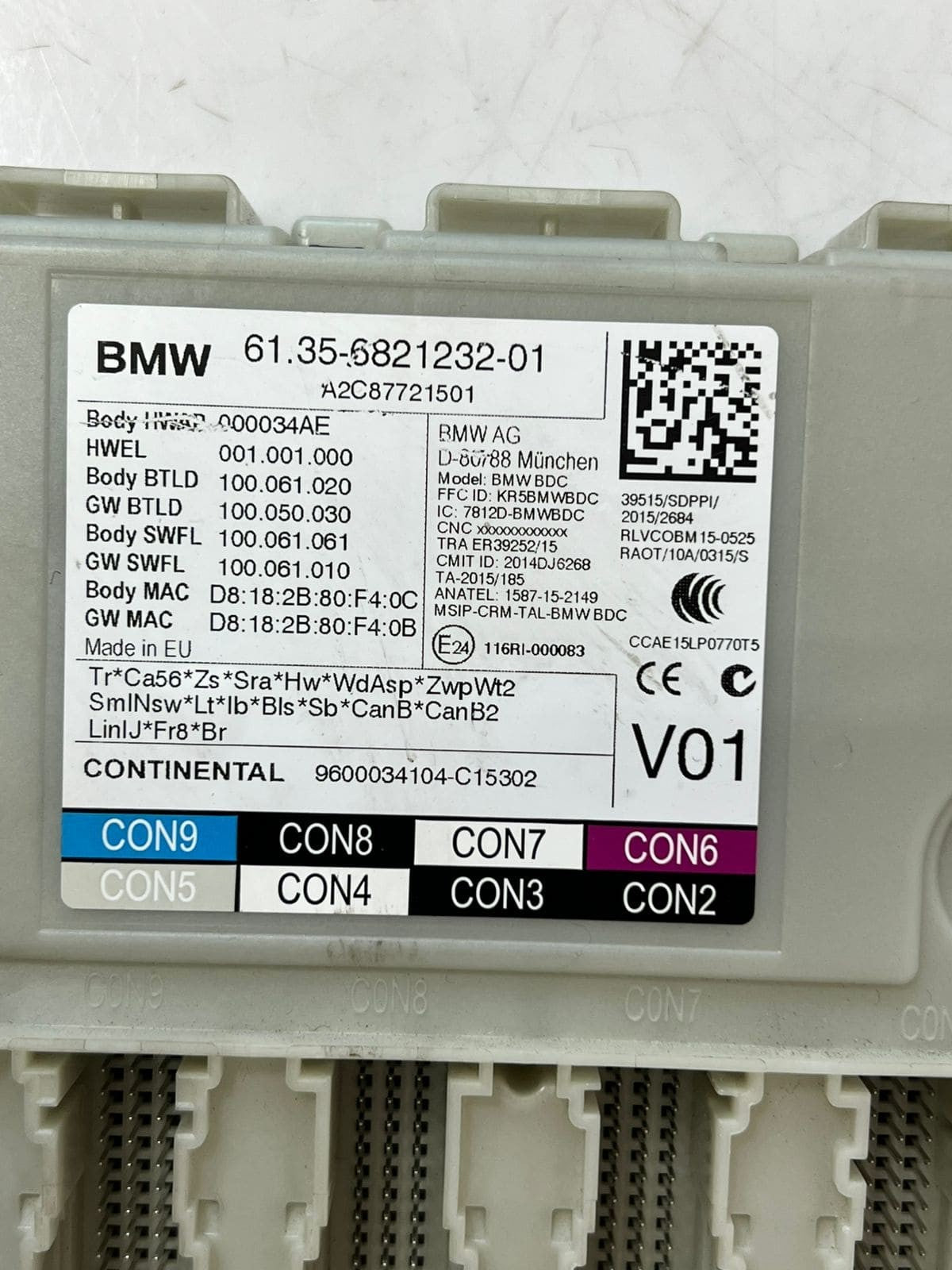 2016 BMW 750i 7 Series G11 G12 Body Domain Controller BDC 6821232 OEM