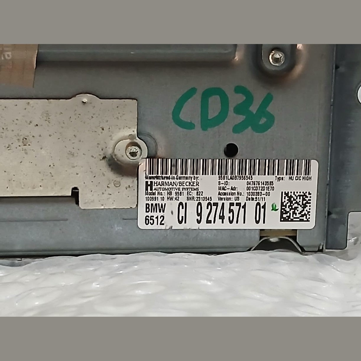 BMW F Series F10 F30 CD PLAYER HEAD UNIT RADIO NAVIGATION HARMAN BECKER 9274571