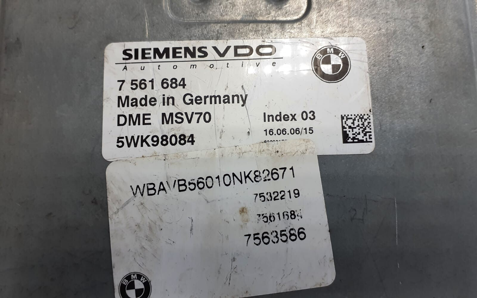BMW E60 E61 E90 E91 3 5 series 3.0 2.5 N52 ENGINE ECU COMPUTER DME MSV70 7561684