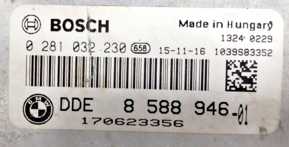 ECU ENGINE CONTROLLER BMW X3 Diesel 2015 F25, B47 BOSCH  DDE 8588946