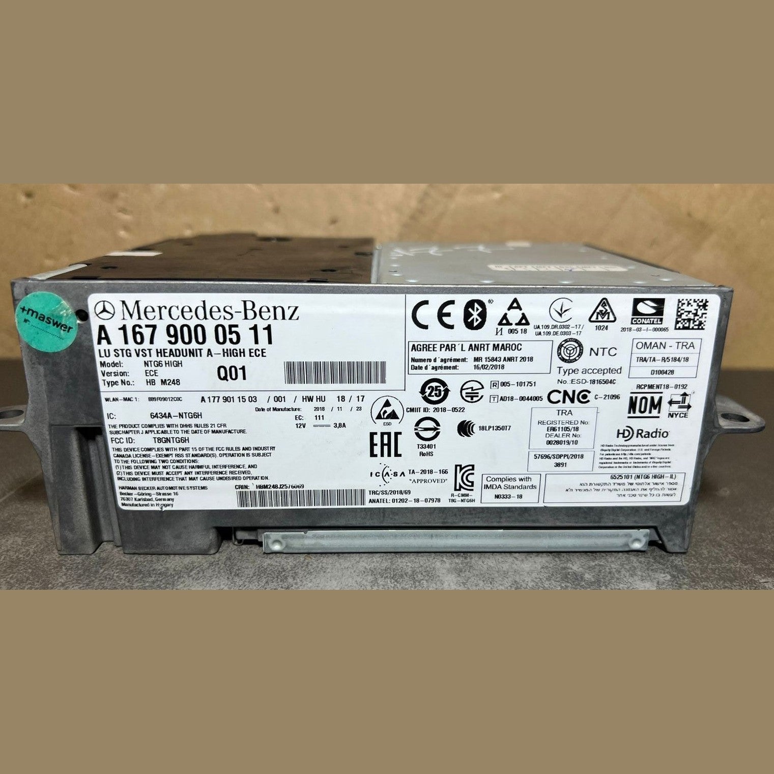 2015–2020 Mercedes-Benz W167 W177 Navigation System Head Unit Radio A167 9000511