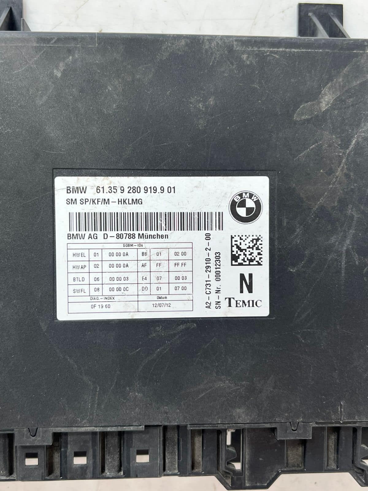 2009-15 BMW 7' 5' 750Li F01 F02 F03 F04 F07 GT Rear Seat Control Module 9280919