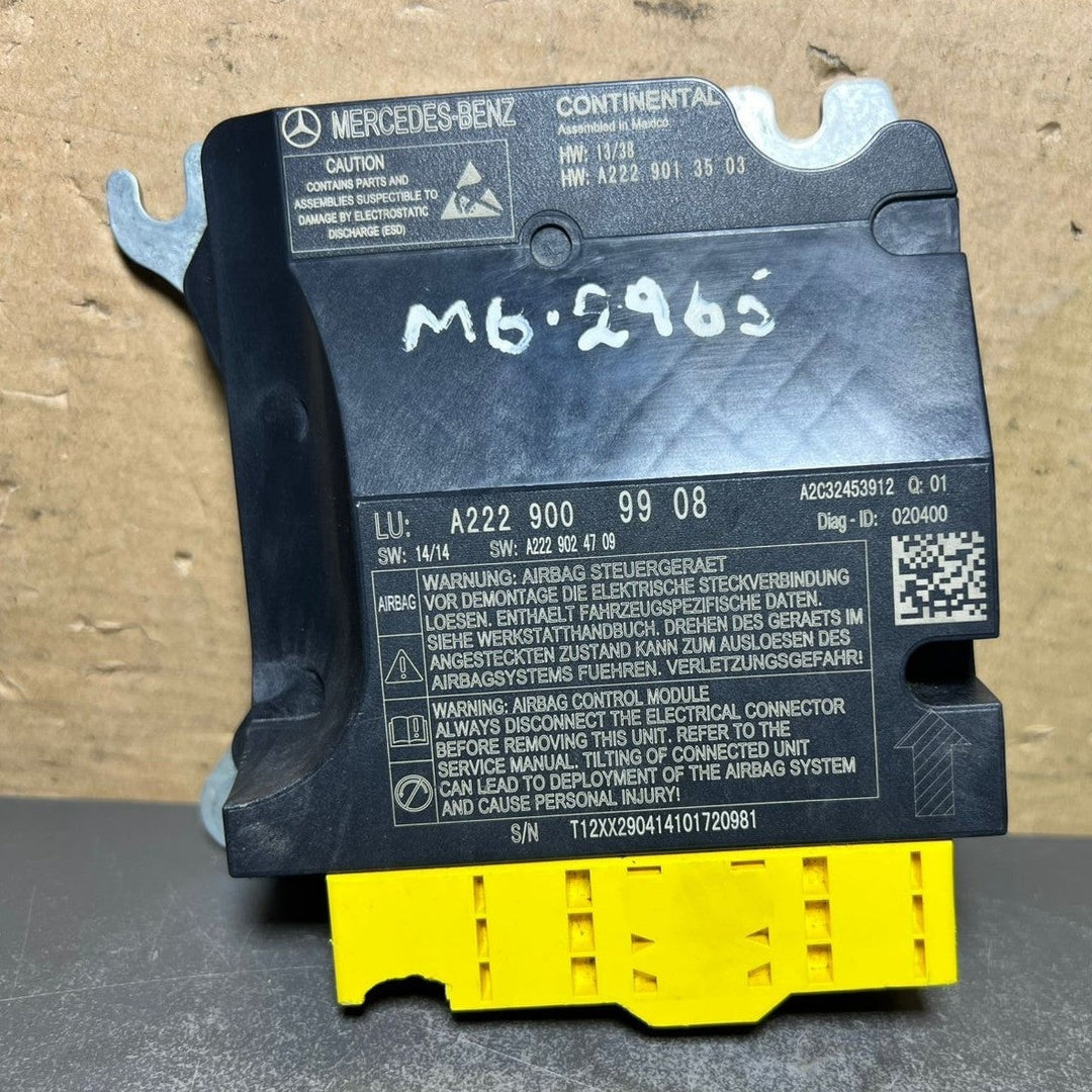 15-20 Mercedes W222 S-Class SRS Safety Restraint Control Module A222 9009908 OEM