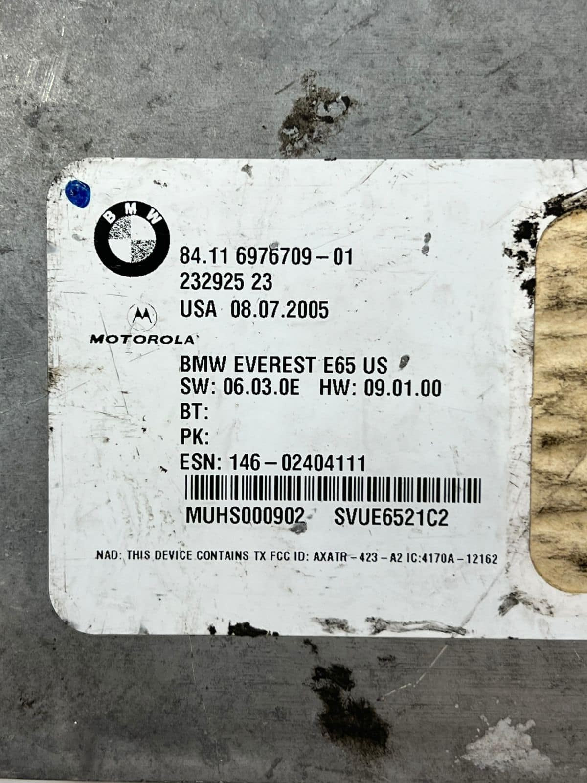 2002-2005 BMW 745i Bluetooth Control Module 6976709 OEM