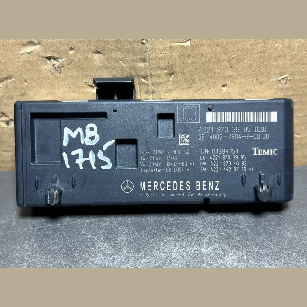 07-13 Mercedes W221 S550 Trunk Release Remote Open Close Module A221 8703995 OEM