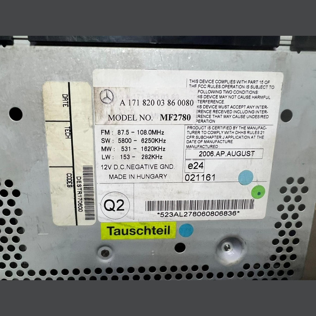 2007-2010 Mercedes W171 SLK Radio Audio Head Unit CD Player A171 8200386 OEM