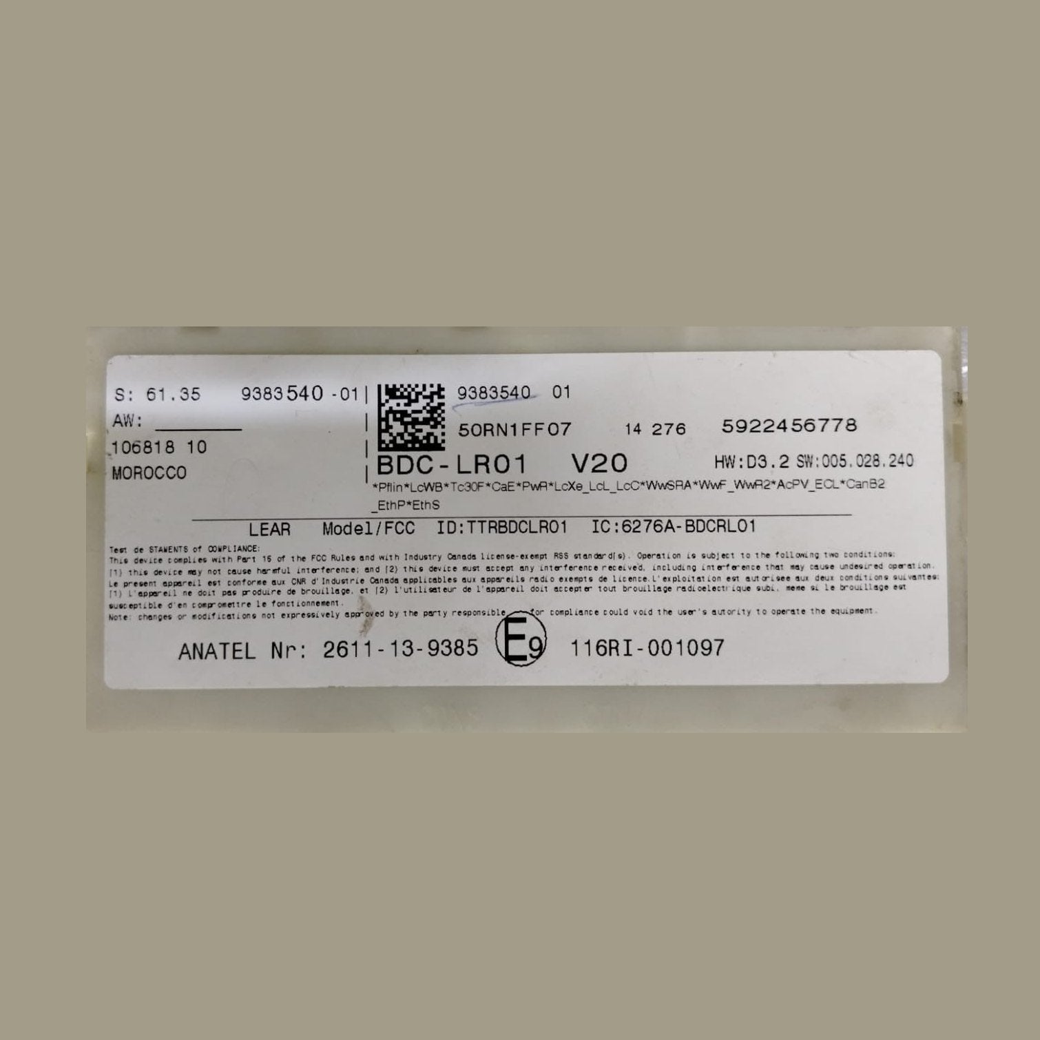 OEM BMW X5 F15 N55 Engine Body Computer Control Module 9383540