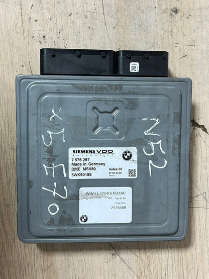 2007 BMW X5 E70 N52 Engine Control Unit ECU Set msv80 + cas3 + 1key 7576297