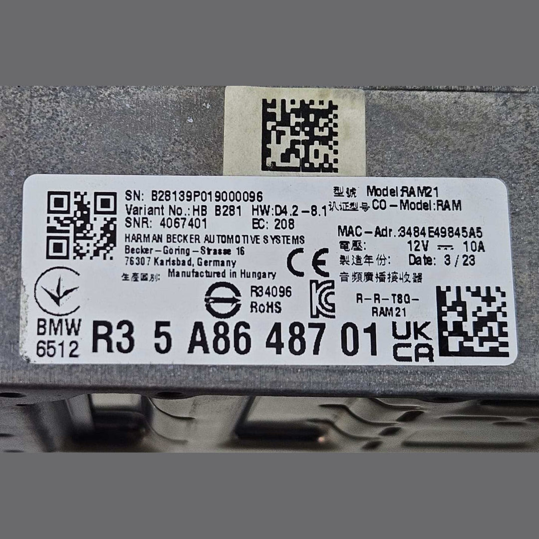 BMW G20 G21 G22 G30 G31 Z4 G29 AMPLIFIER AUDIO MODULE RAM HIGH TV HARMAN 5A86487