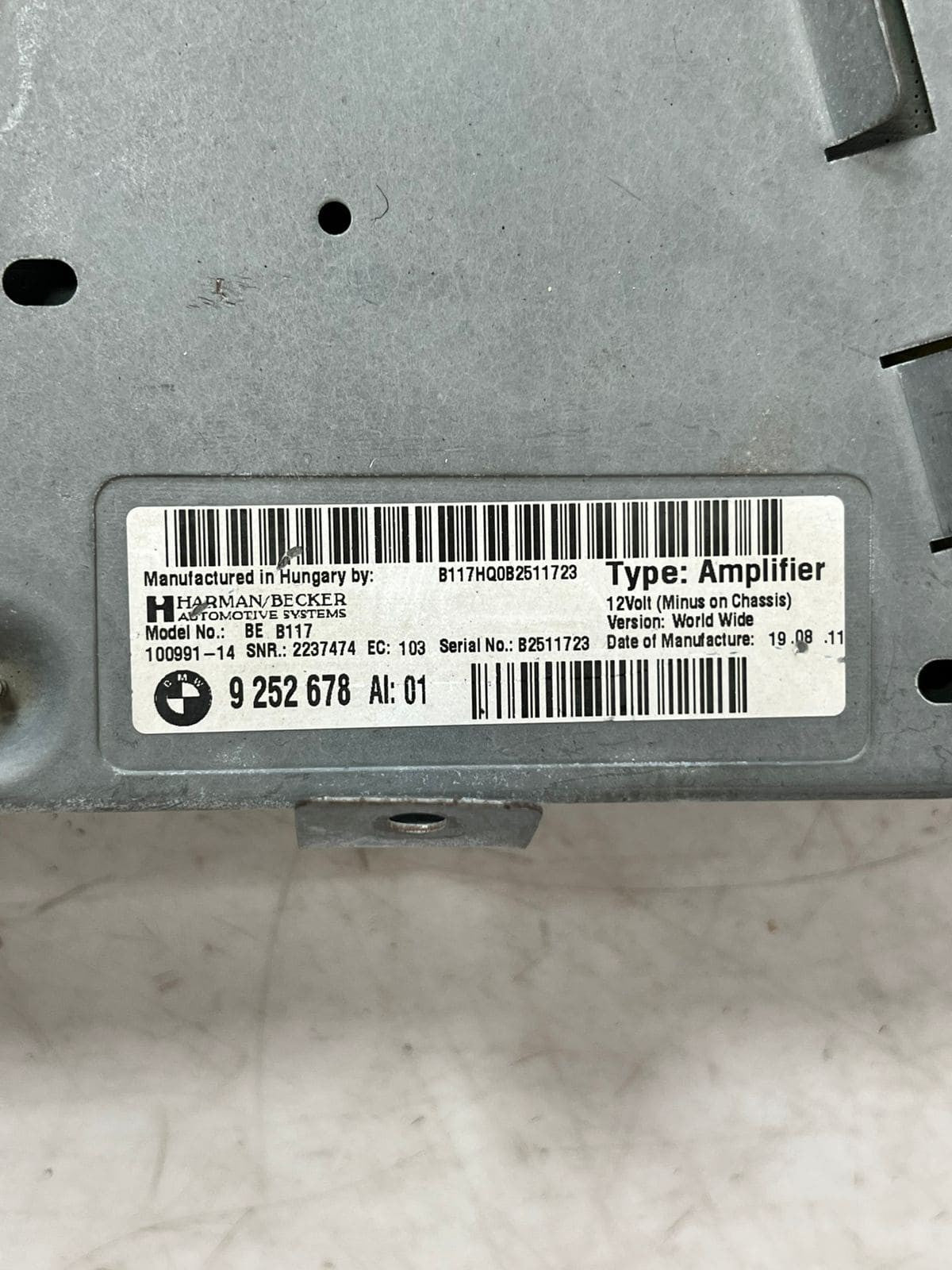 BMW 7 Series F01 F02 F04 Hifi System Audio Amplifier 9252678 OEM