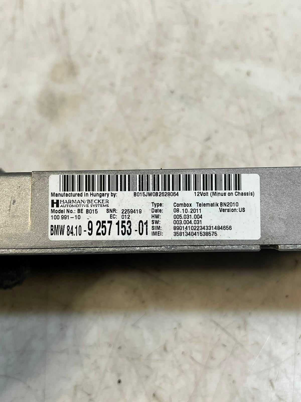 2012-2018 BMW 5' GT F07 640i Telematics Bluetooth Control Module 9257153 OEM