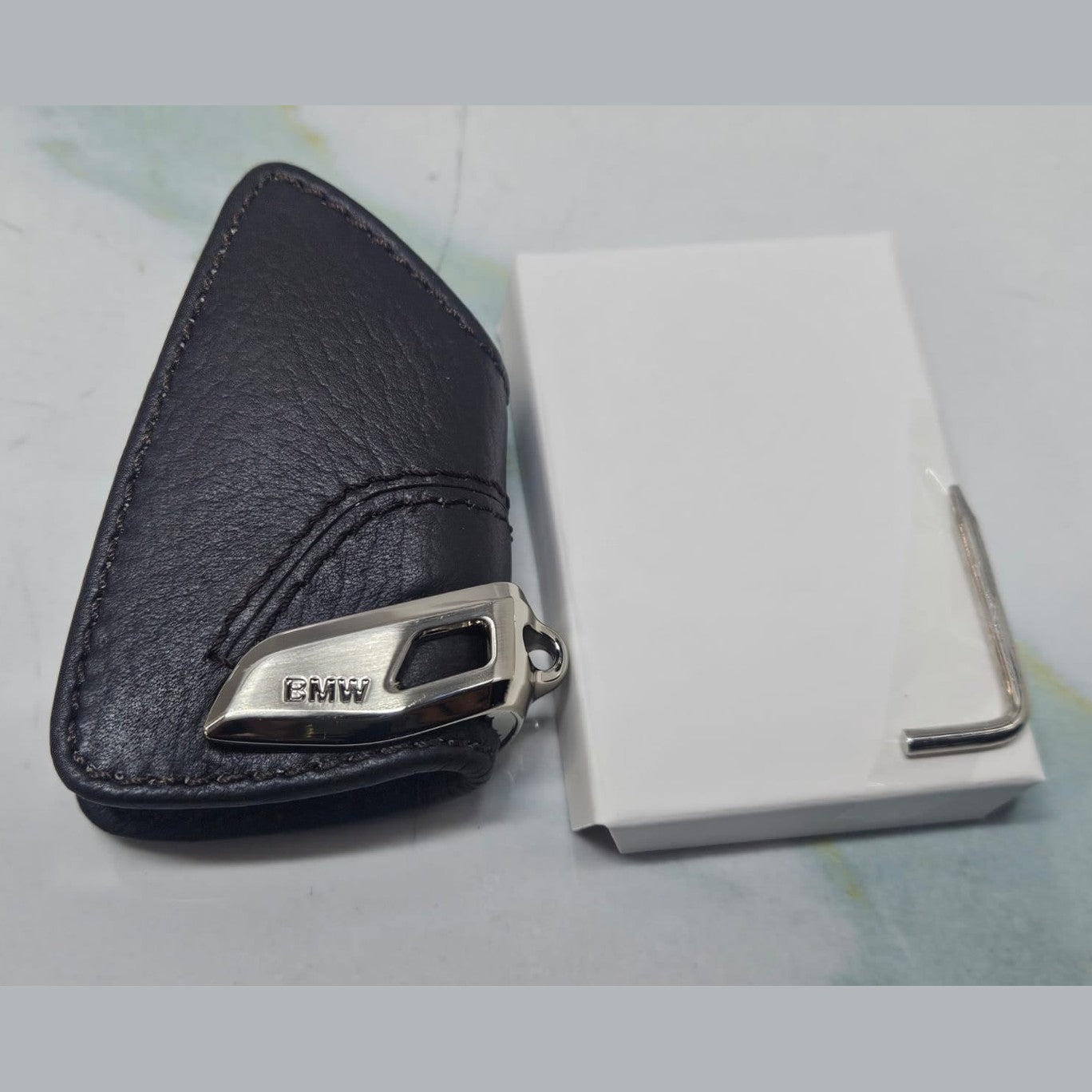 Genuine BMW F40 G20 G30 Leather Key Case With Stainless Steel Clip 82292408819