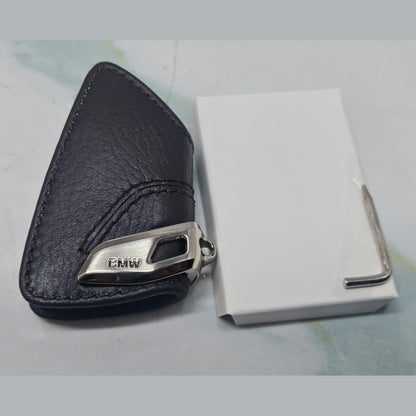 Genuine BMW F40 G20 G30 Leather Key Case With Stainless Steel Clip 82292408819