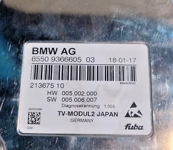 GENUINE BMW F01 F06 F10 F15 F25 F30 G11 TV CONTROL UNIT MODULE2 - 9366605