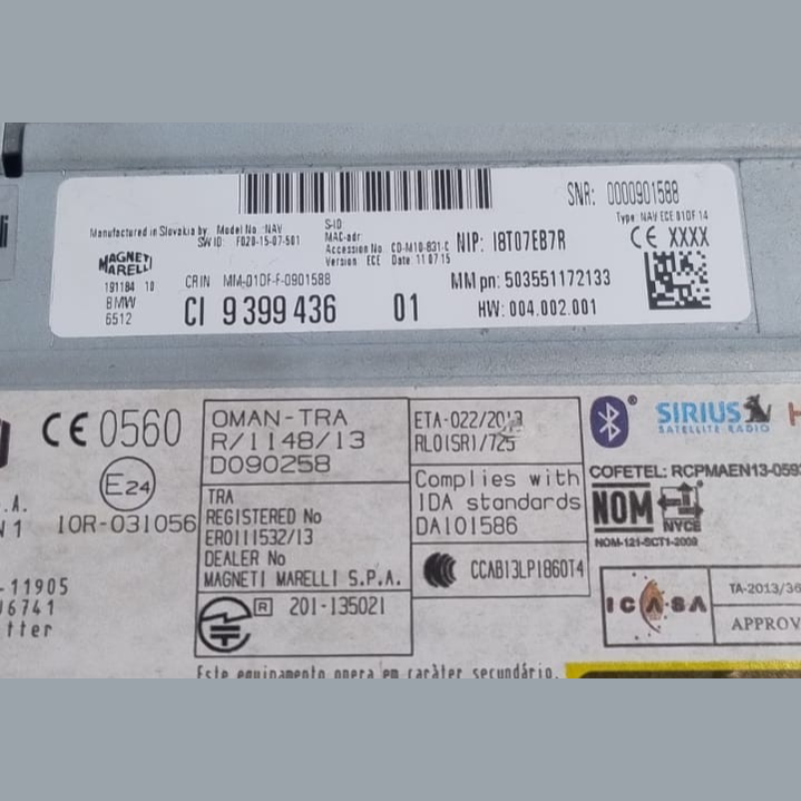 BMW F10,F11,F25,F30,F31,F32,F34,F36 NAVIGATION USB BLUETOOTH MOST CI - 9399436