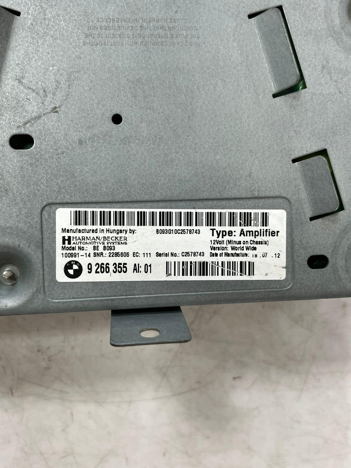 2012-2015 BMW 528i 535i, 550i RADIO Audio SOUND Amplifier CONTROLER 9266355 OEM