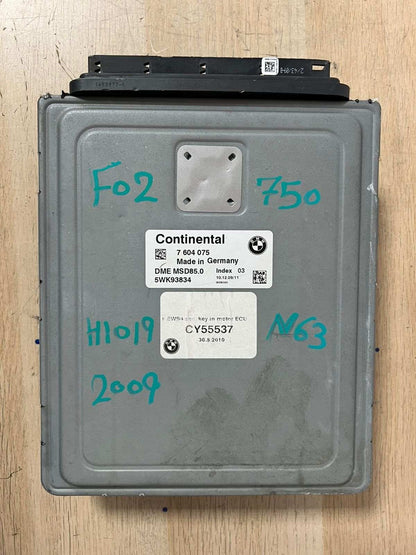 2009-2012 BMW 750i F02 N63 4.4 V8 Engine Control Module 7604075 ECU SET
