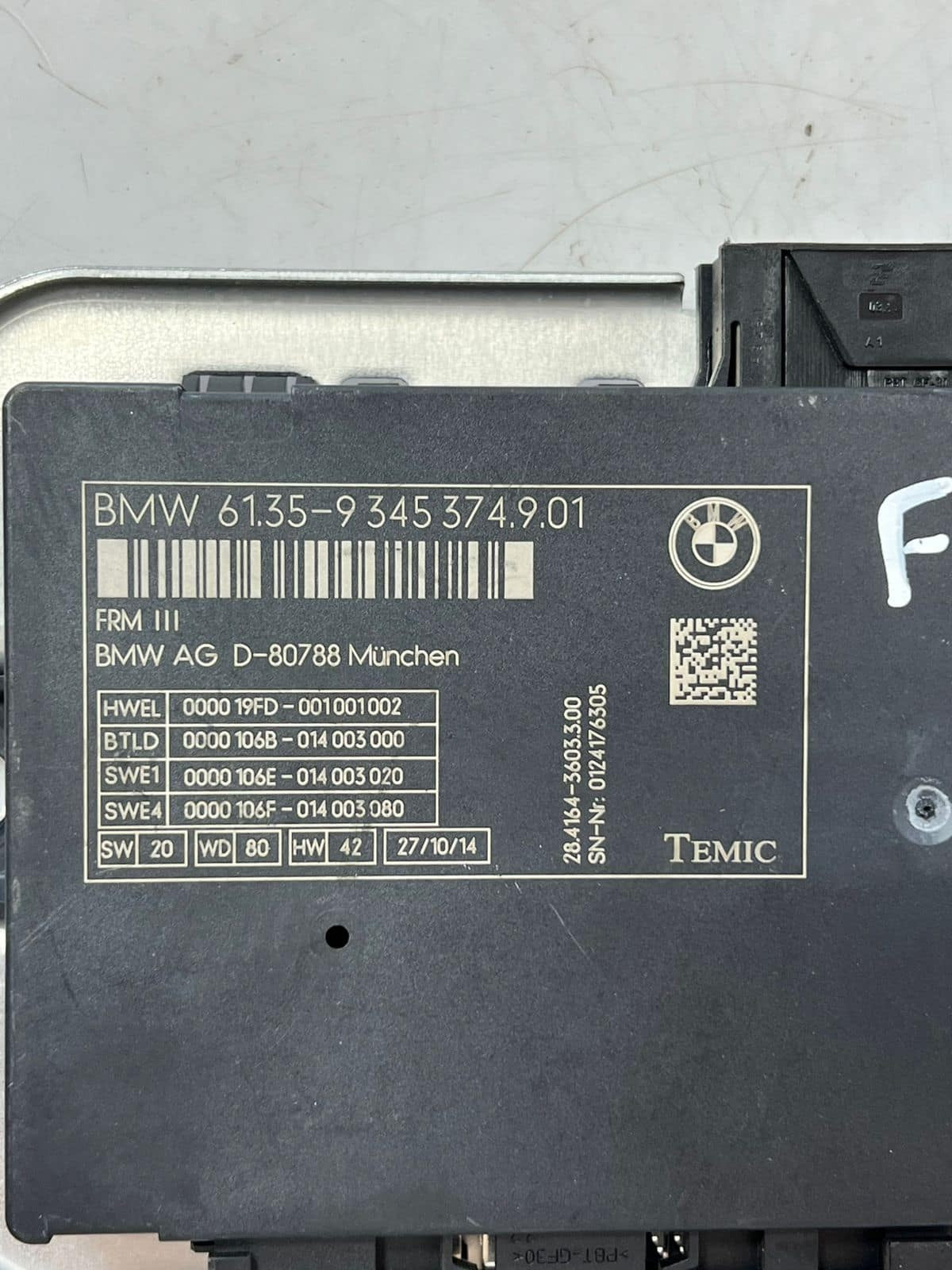 BMW 2013-2015 FRM3 for F10 LED ADAPTIVE 5 Series LCI Footwell Module 9345374 OEM