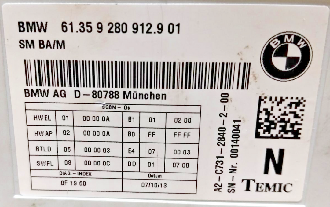 BMW F30 F10 F12 F01 F25 F26 3 5 6 7 X3 X4 ECU FRONT SEAT CONTROL UNIT 9280912