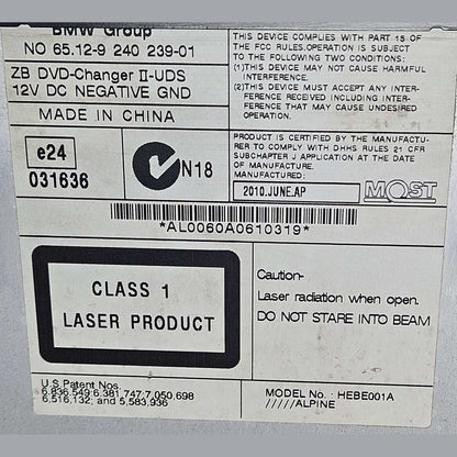 BMW  F01, F20, F21, F30, F06, F10, F25 DVD Changer Audio Head Unit 9240239 OEM