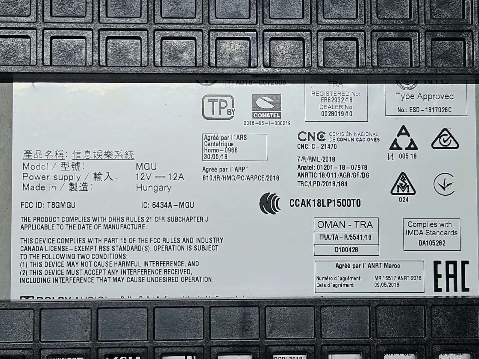 9836956-2019 BMW X5 G05 RHD Audio Head Unit High 3 MGU Module OEM