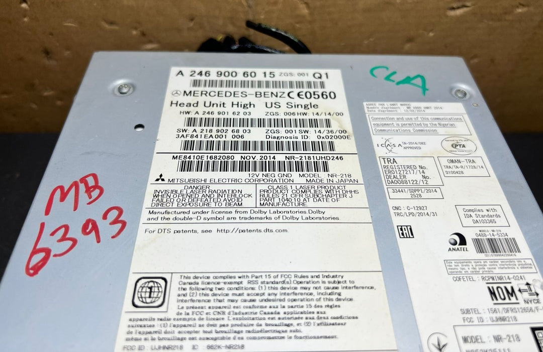 2013–2015 Mercedes-Benz W246 CLA Head Unit CD Player A246 9006015 OEM