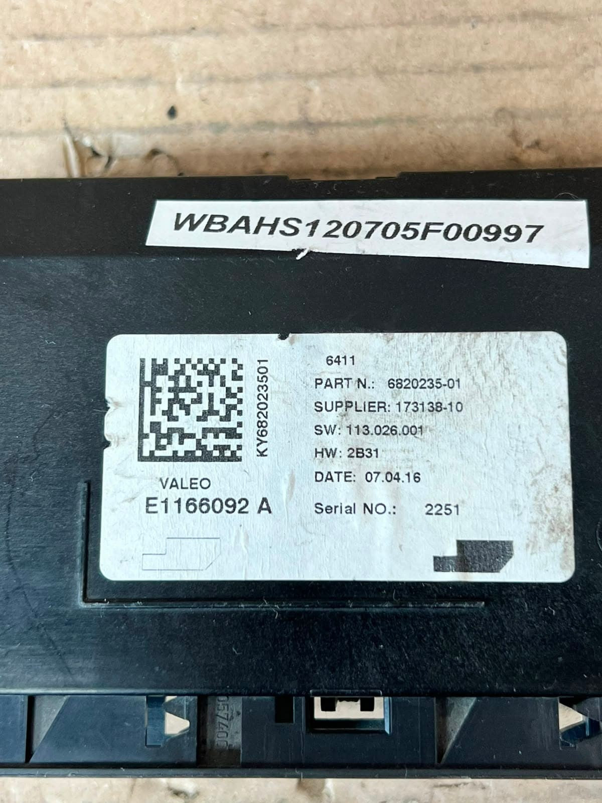 2016 BMW 1 3 4 Series F31 F36 F32 AC Comfort Control Module 6820235 OEM