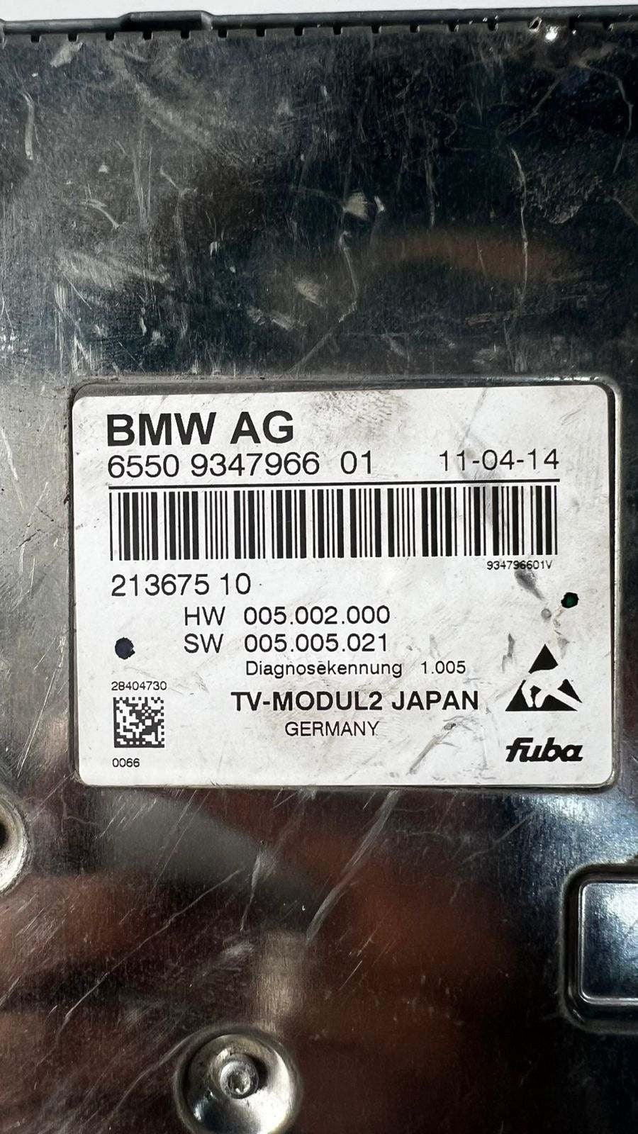 BMW F30 F31 F80 M3 F10 F18 5' F12 F13 6' Tv Module 9347966