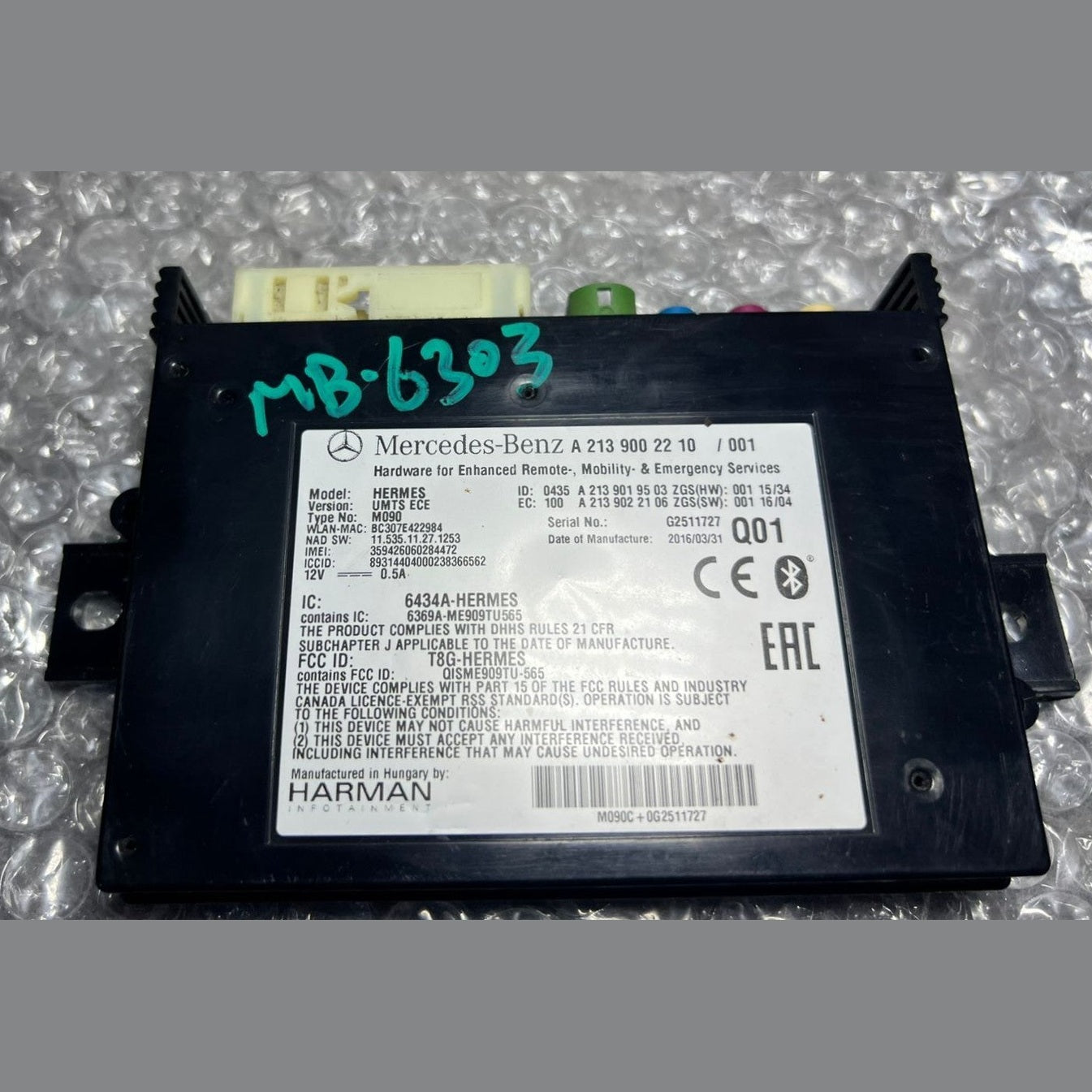 17-21 Mercedes-Benz W213 E-Class Bluetooth Telematics Module A213 9002210 OEM