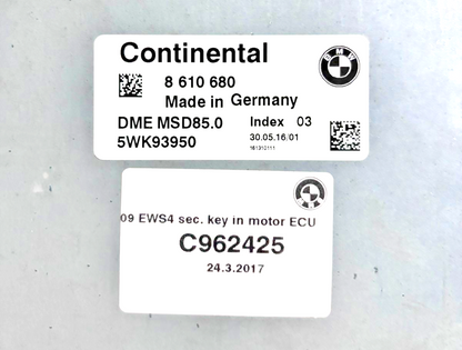 BMW 5 SERIES F02  F10 550I N63 ENGINE CONTROL UNIT  ECU KIT WITH KEY  8610680